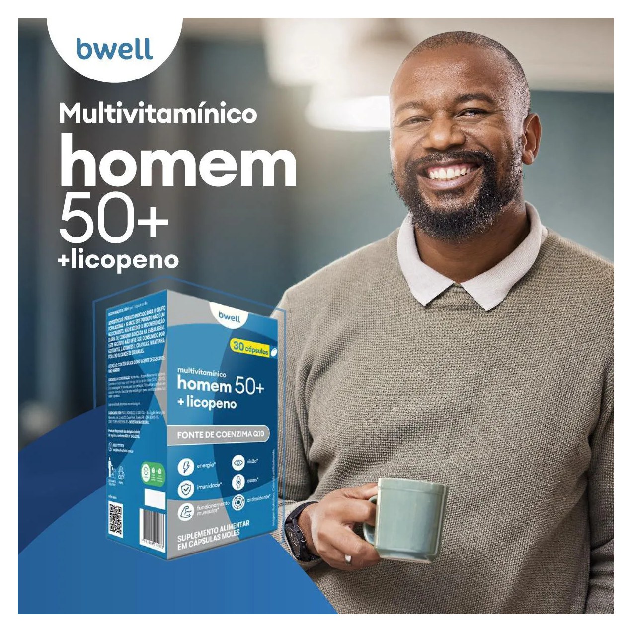 Polivitamínico bwell Homem Senior 50+ 30 Cápsulas