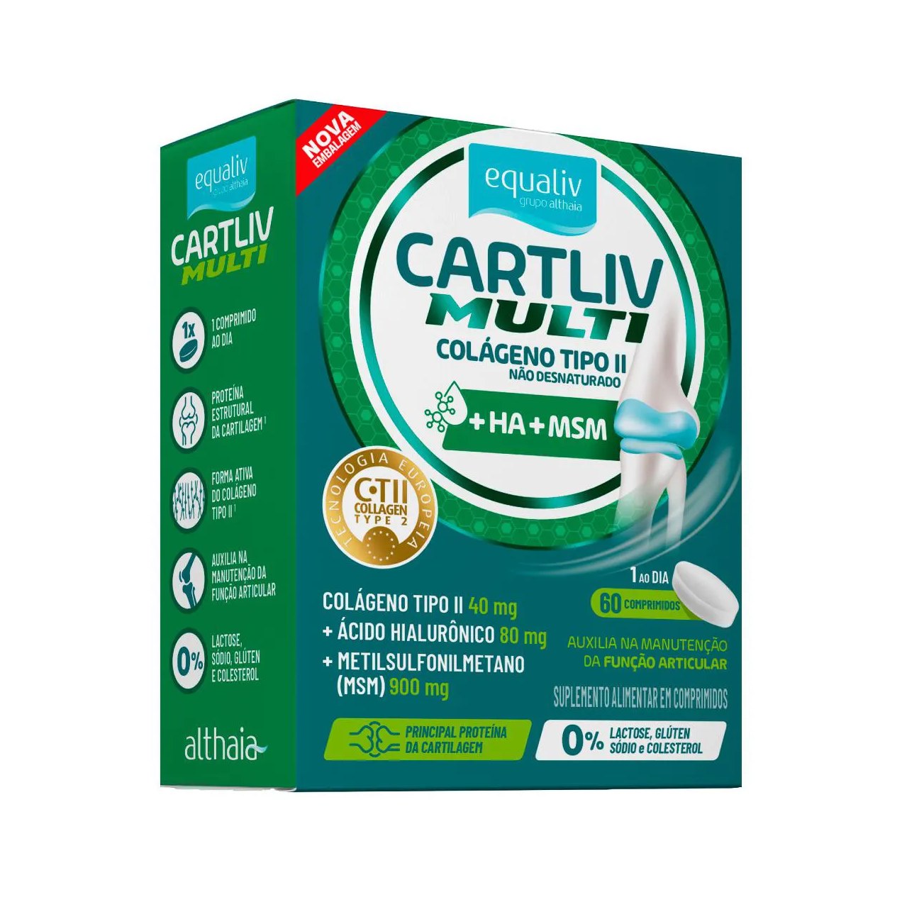 Colágeno Tipo II Equaliv Cartliv Multi 60 Comprimidos