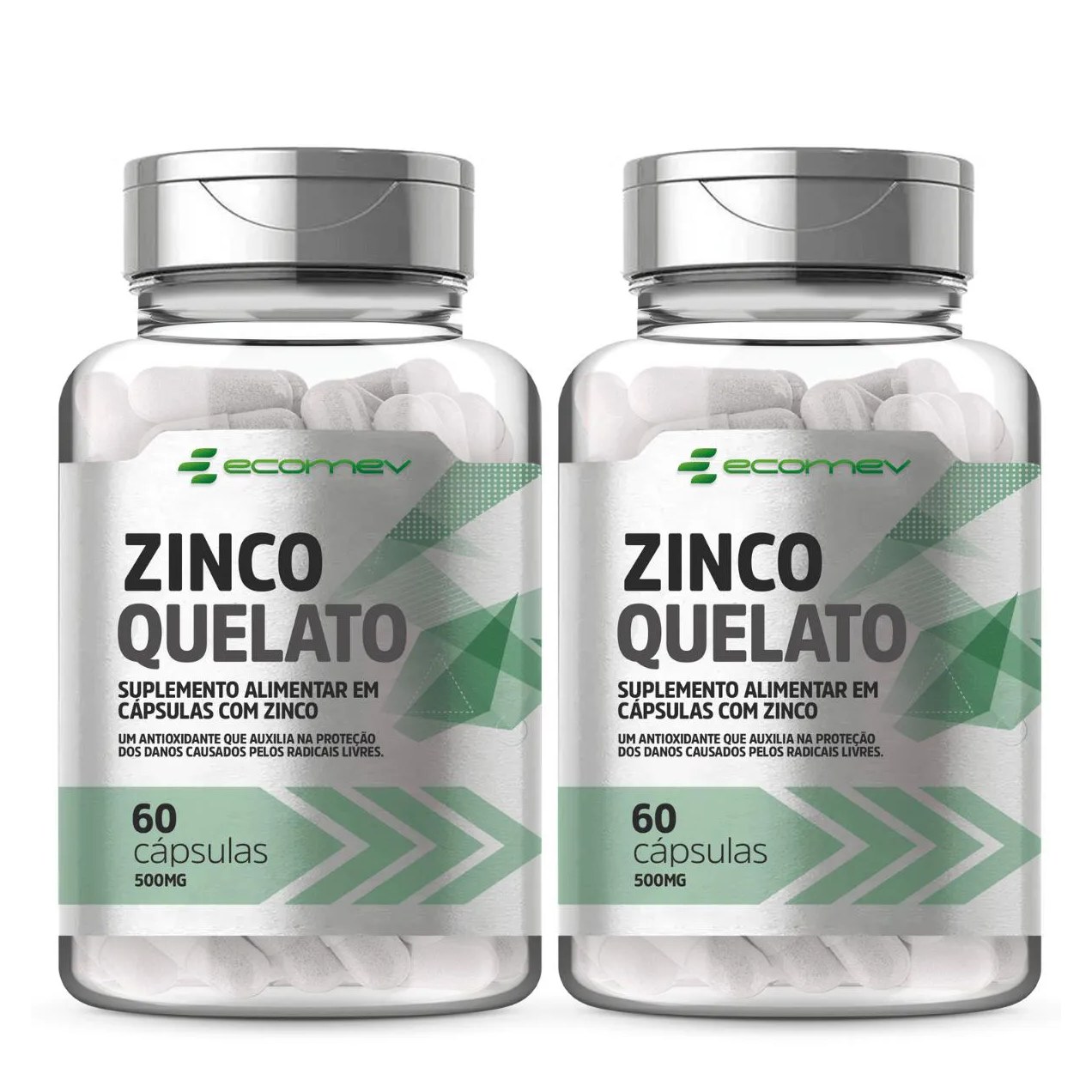 2x Zinco Quelato 400mg 60 cápsulas Ecomev