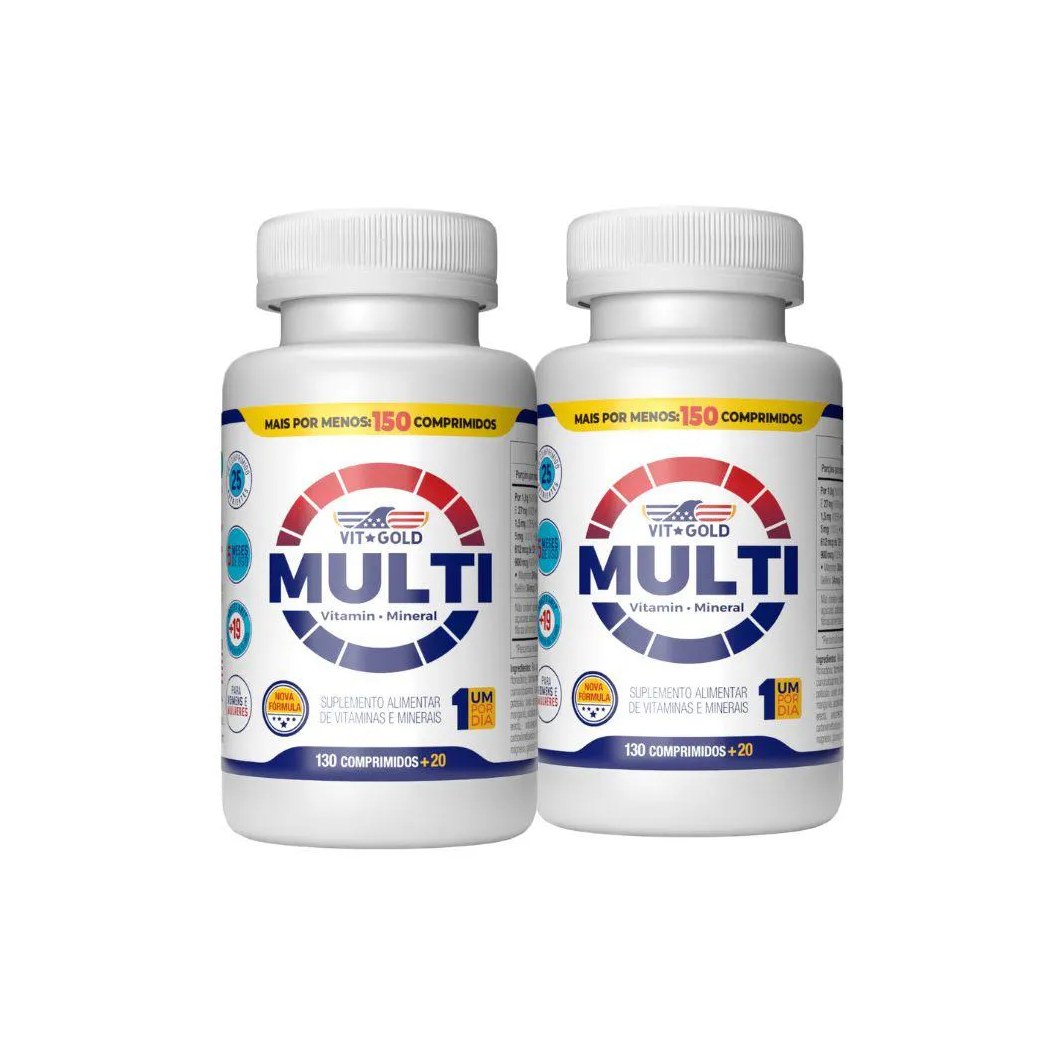 Multivitamínico Multi Vitgold 130 + 20 Kit 2x comprimidos