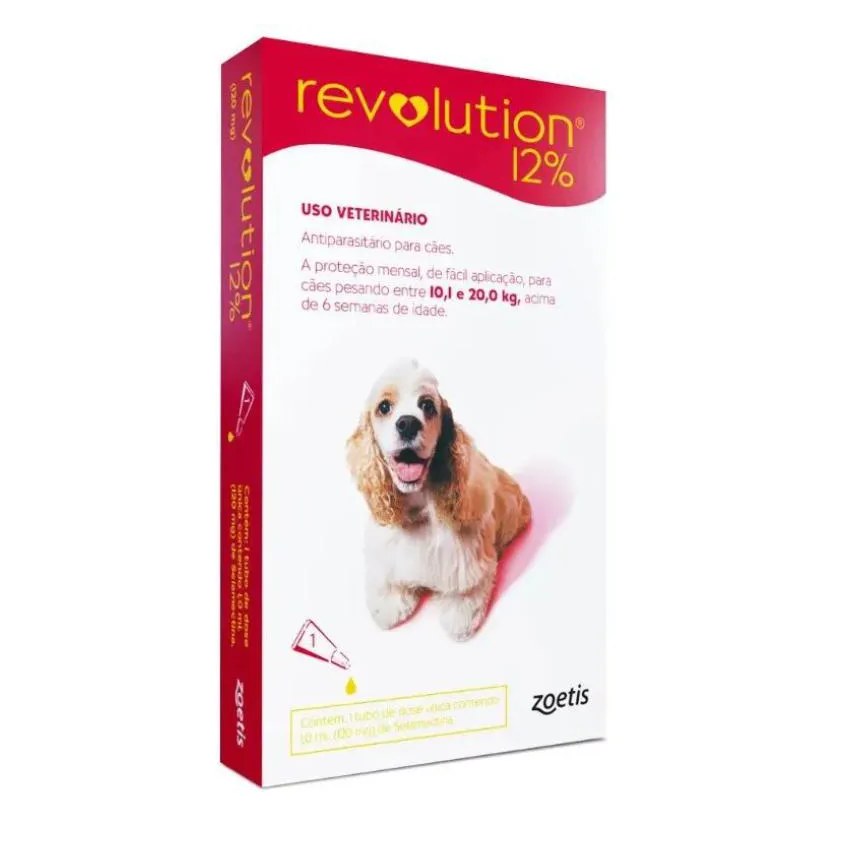 Revolution 12% Cães Entre 10 E 20kg - 1,0ml - 1 Pip Verm
