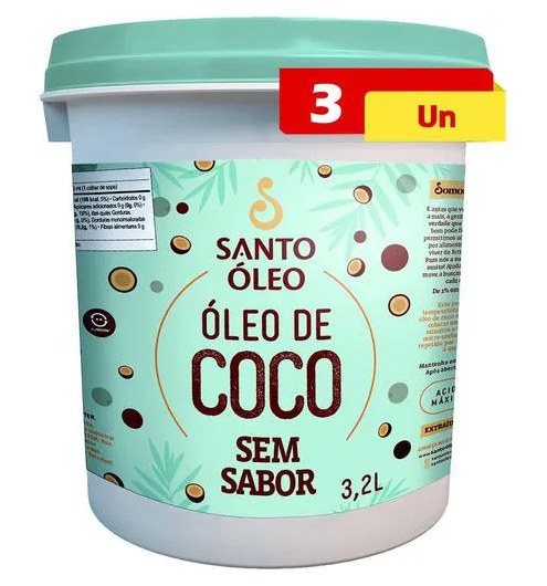 Óleo de Coco sem Sabor 3 X 3,2l Santo Óleo