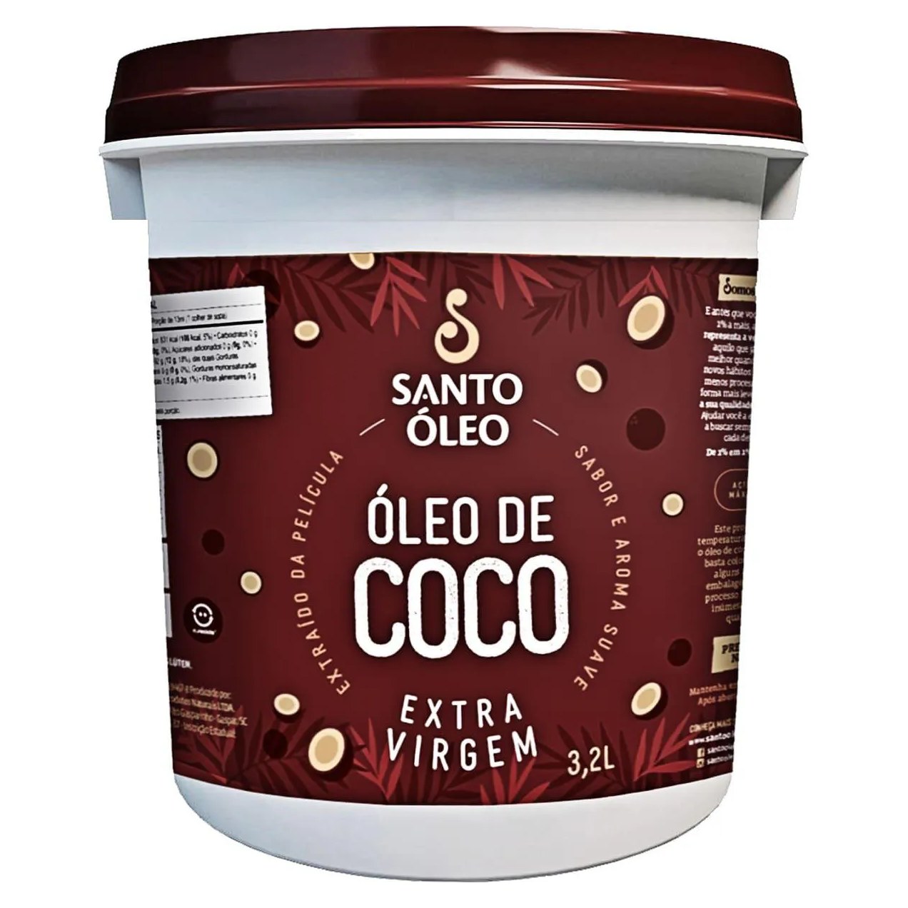 Óleo De Coco Extravirgem Balde 3,2l Santo Óleo