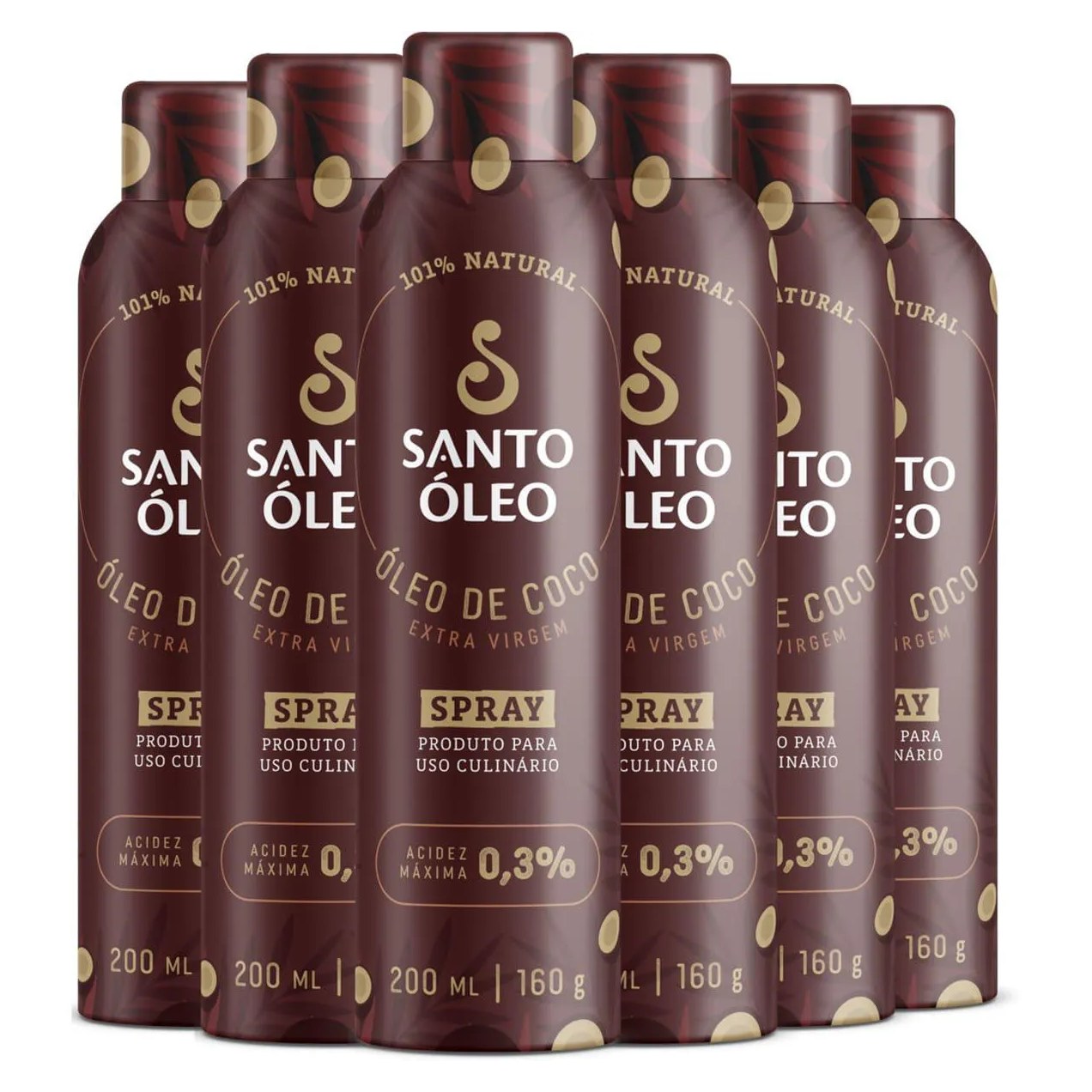 Óleo de Coco Extravirgem Spray 6 X 200ml Santo Óleo