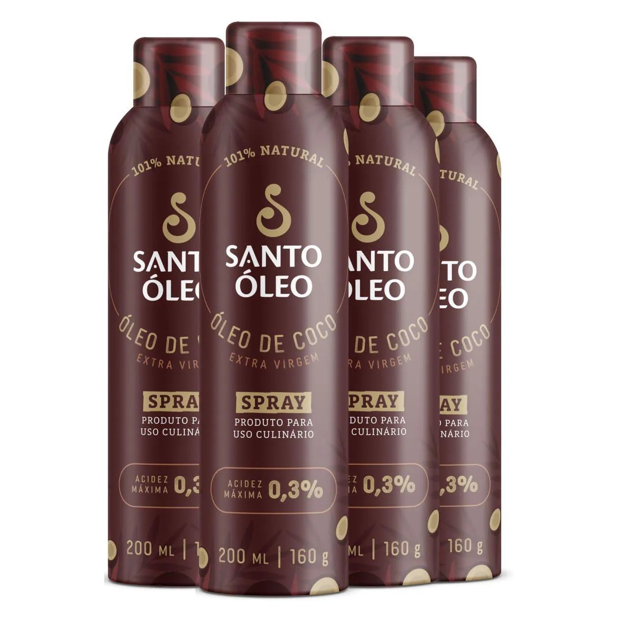 Óleo de Coco Extravirgem Spray 4 X 200ml Santo Óleo