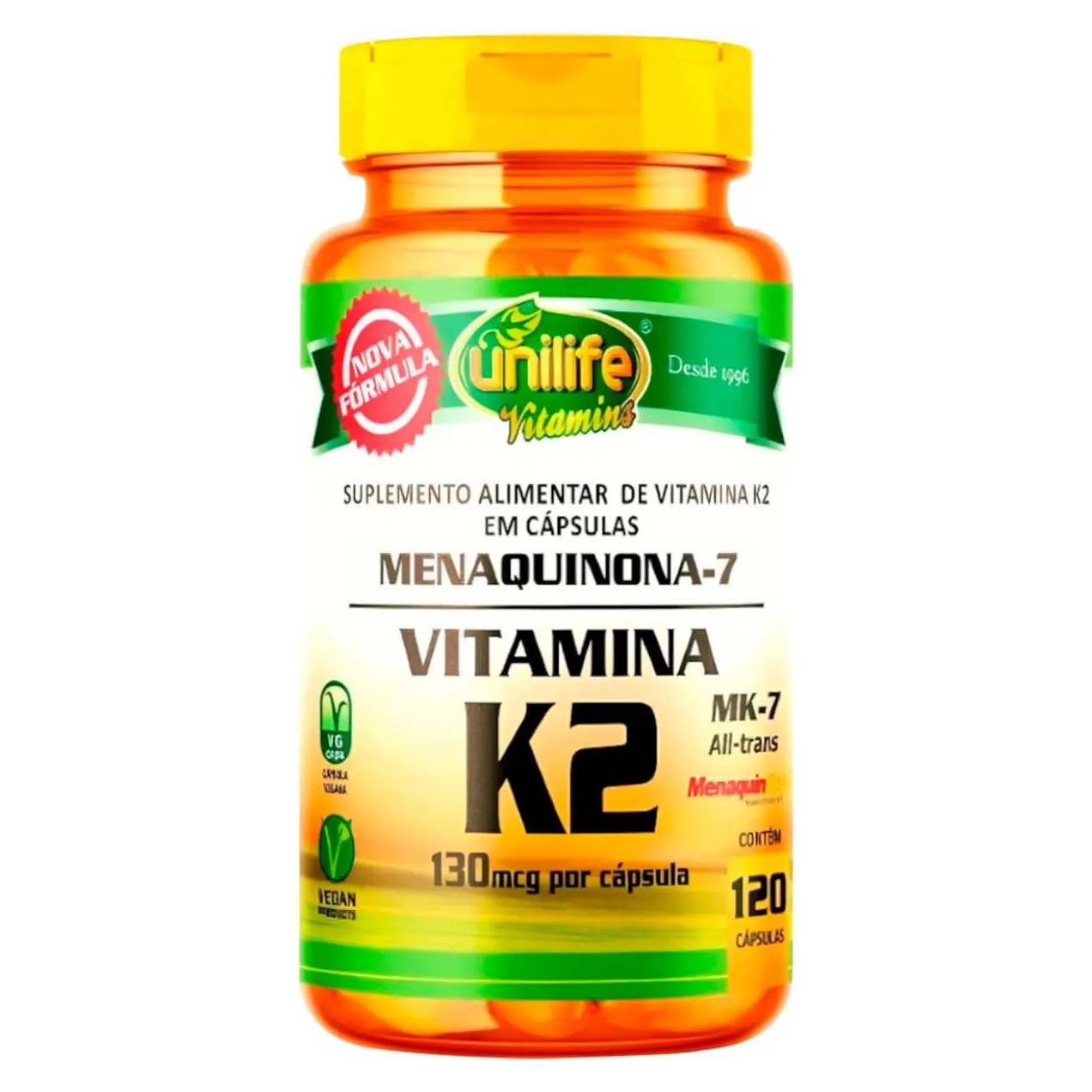 Vitamina K2 Mk7 Menaquinona 120 Cápsulas Unilife