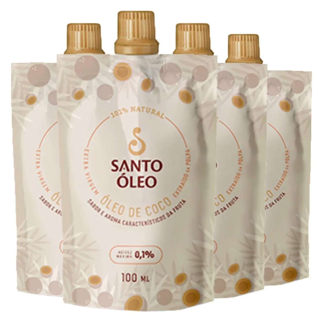 Óleo de Coco Extravirgem Polpa 4 X 100ml Santo Óleo