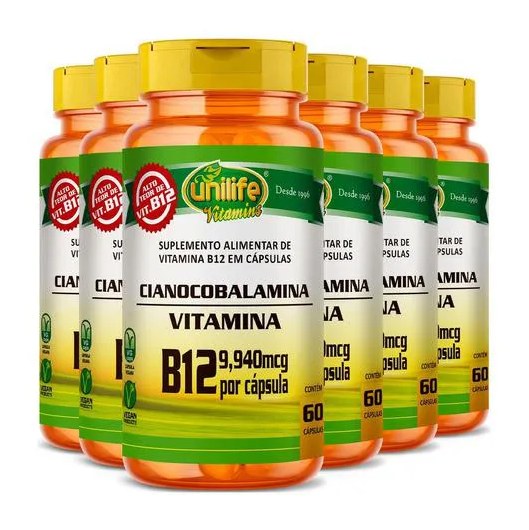 Vitamina B12 Cianocobalamina 6 X 60 Cápsulas Unilife