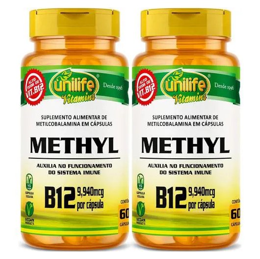 Vitamina B12 Metilcobalamina 2 X 60 cápsulas Unilife