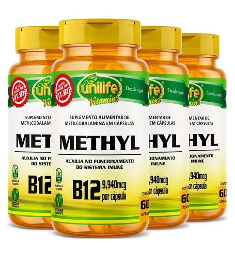Vitamina B12 Metilcobalamina 4 X 60 Cápsulas Unilife