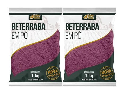 Beterraba em Pó Desidratada Farinha Pura 2 X 1kg Sabor Verde