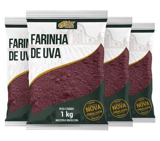 Farinha de Uva Pura 4 X 1kg Sabor Verde