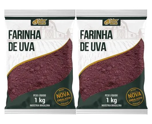 Farinha de Uva Pura 2 X 1kg Sabor Verde