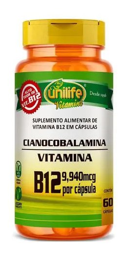 Vitamina B12 Cianocobalamina 60 cápsulas Unilife