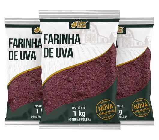 Farinha de Uva Pura 3 X 1kg Sabor Verde