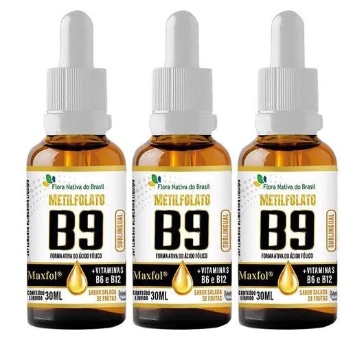 Vitamina B9 Sublingual Metilfolato 3 X 30ml Flora Nativa