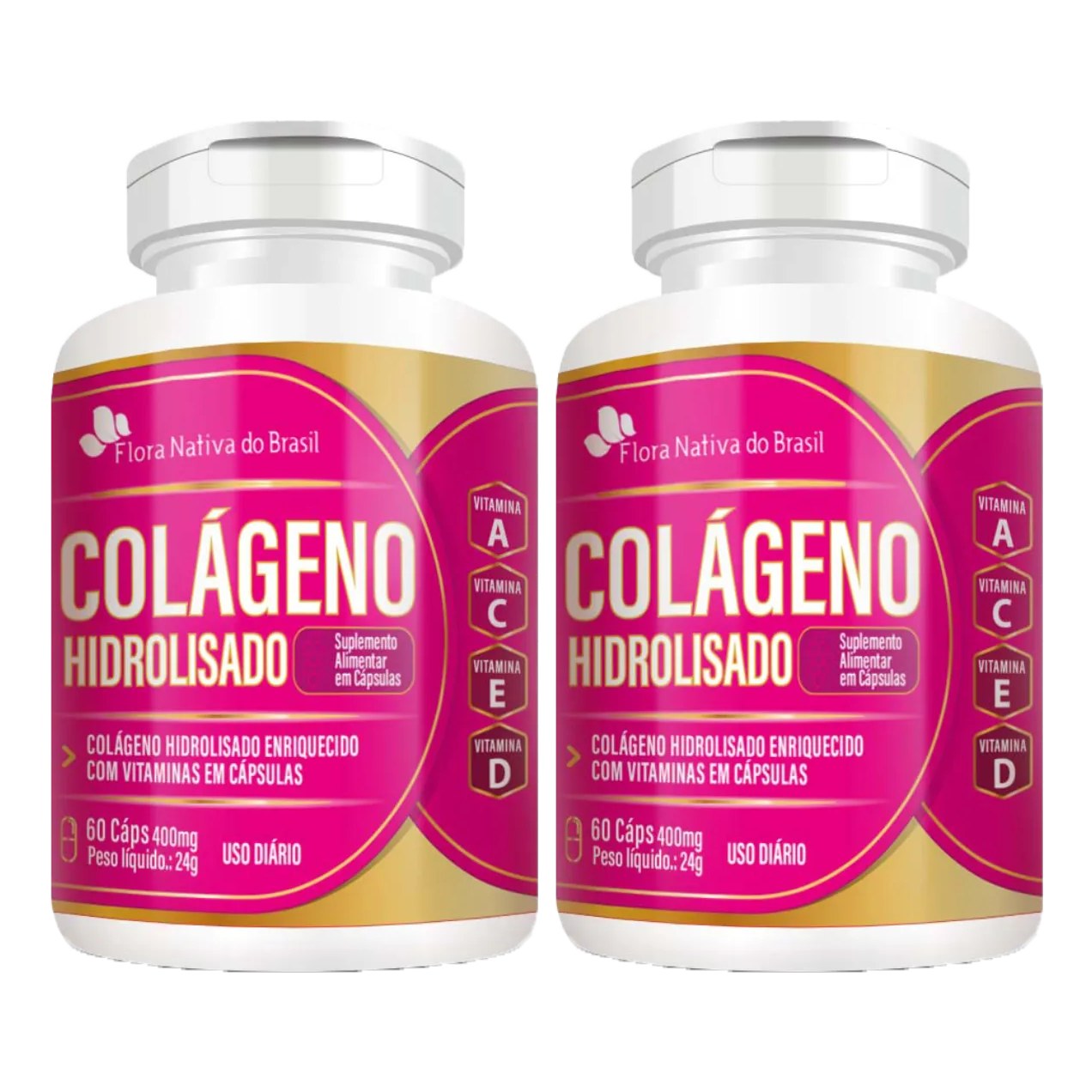 Colágeno Hidrolisado 400mg 2 X 60 cápsulas - Flora Nativa