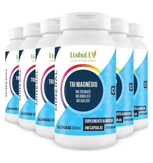 Kit 6 Tri Magnesio 60 Capsulas - Linho Lev