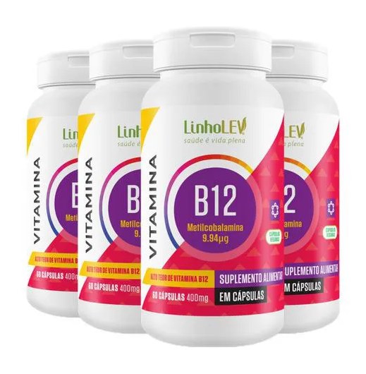Kit 4 Vitamina B12 Metilcobalamina 60 Capsulas - Linho Lev