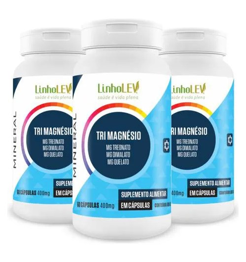 Kit 3 Tri Magnesio 60 Capsulas - Linho Lev