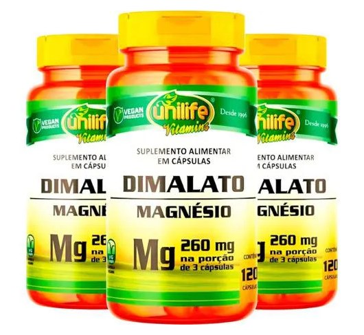 Magnésio Dimalato 3 X 120 Cápsulas Unilife
