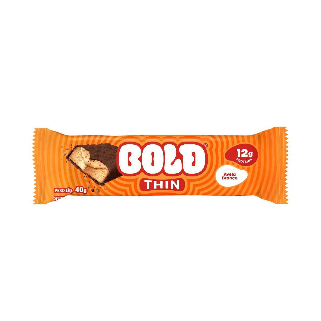 Barra de Proteína Bold Thin Avelã Branco 40g