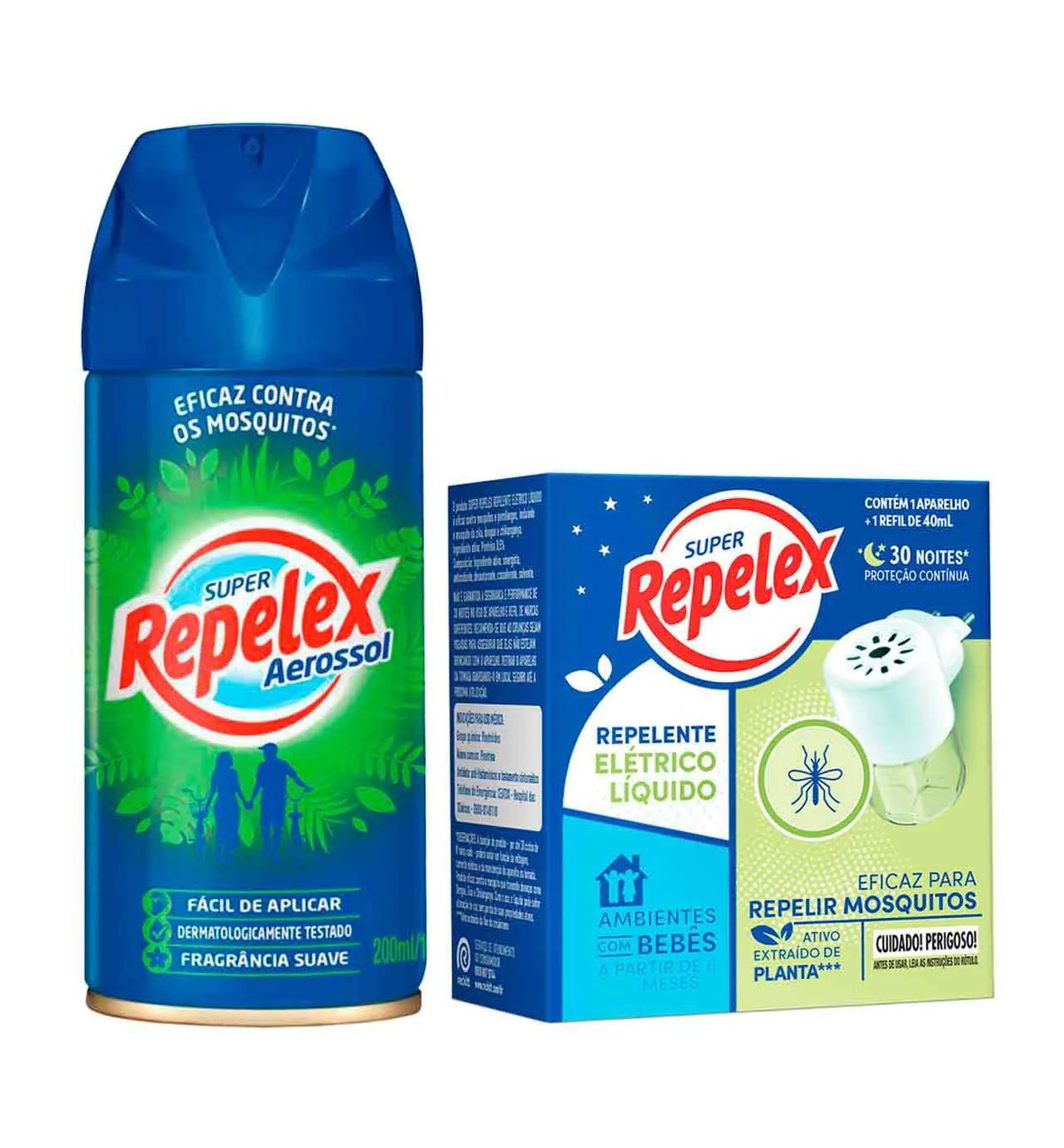 Kit Repelex Repelente Aerosol Super Family Care 200ml + Aparelho Elétrico + Repelente 30 Noites 40ml