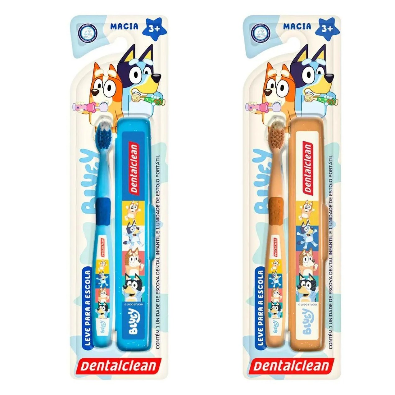 ESCOVA DE DENTE COM ESTOJO BLUEY ESCOLAR - DENTALCLEAN