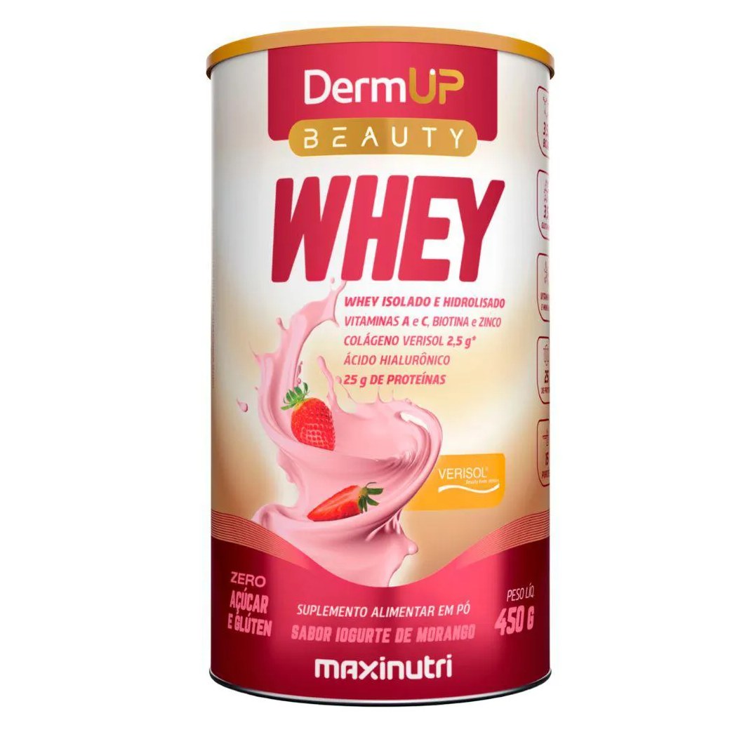 Dermup Beauty Whey 450g - Maxinutri Iogurte de Morango