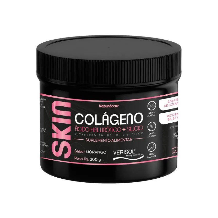 COLáGENO VERISOL EM Pó HIALURôNICO NATUNéCTAR MORANGO - 200G
