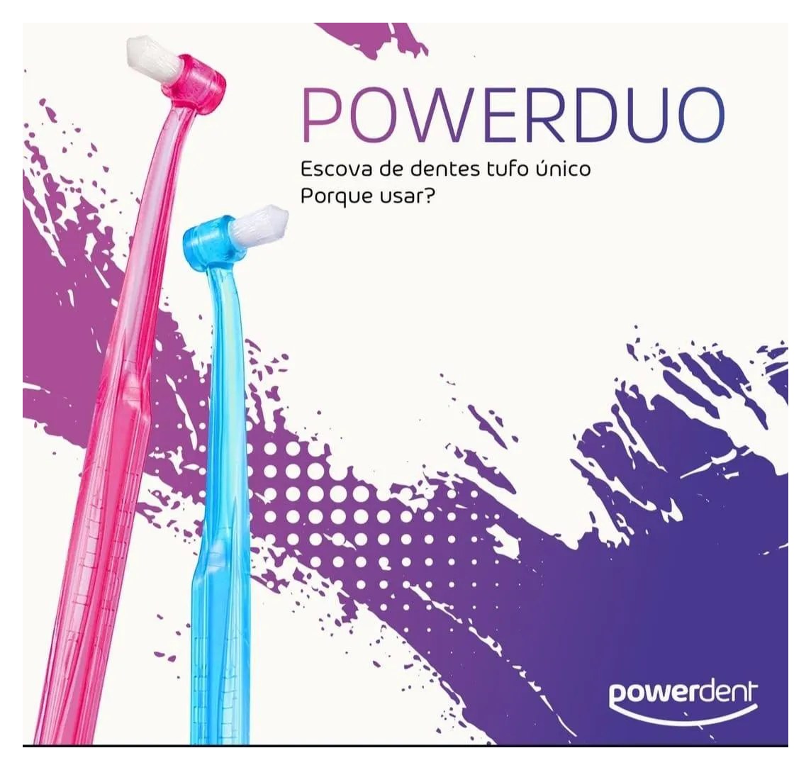 Escova Powerduo 2 Tufos com Cerdas Macia Cores Powerdent Rosa