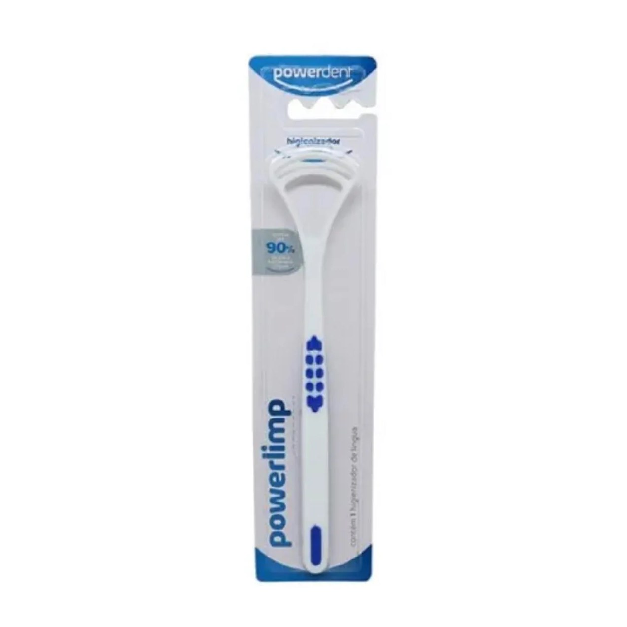 Limpador Raspador de Lingua Powerlimp Higiene Bucal Cores Azul