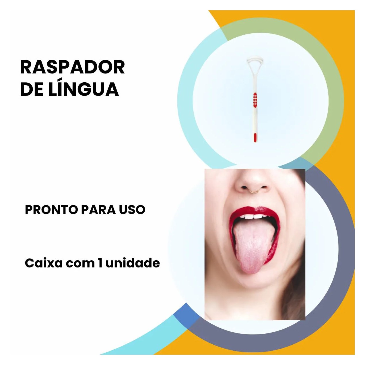 Limpador Raspador de Lingua Powerlimp Higiene Bucal Cores Azul