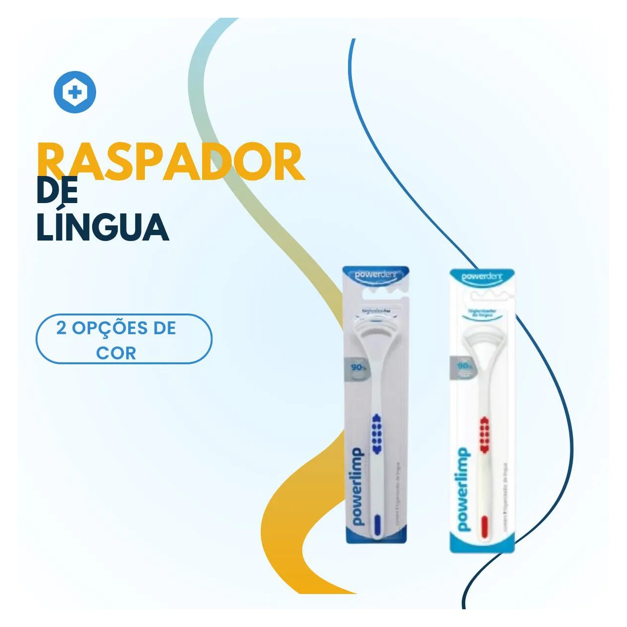Limpador Raspador de Lingua Powerlimp Higiene Bucal Cores Azul