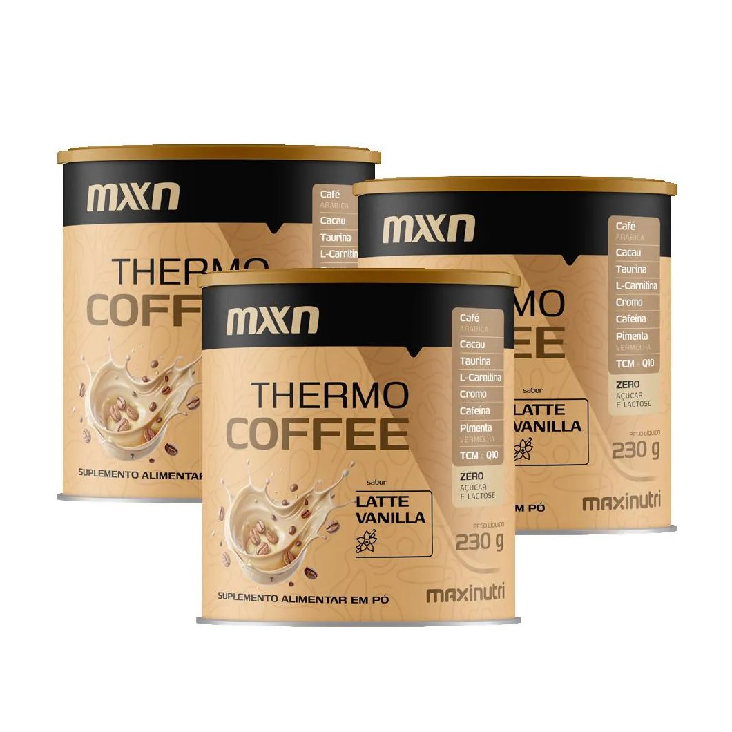 Kit 3 Thermo Coffee Vanila Latte 230g Maxinutri