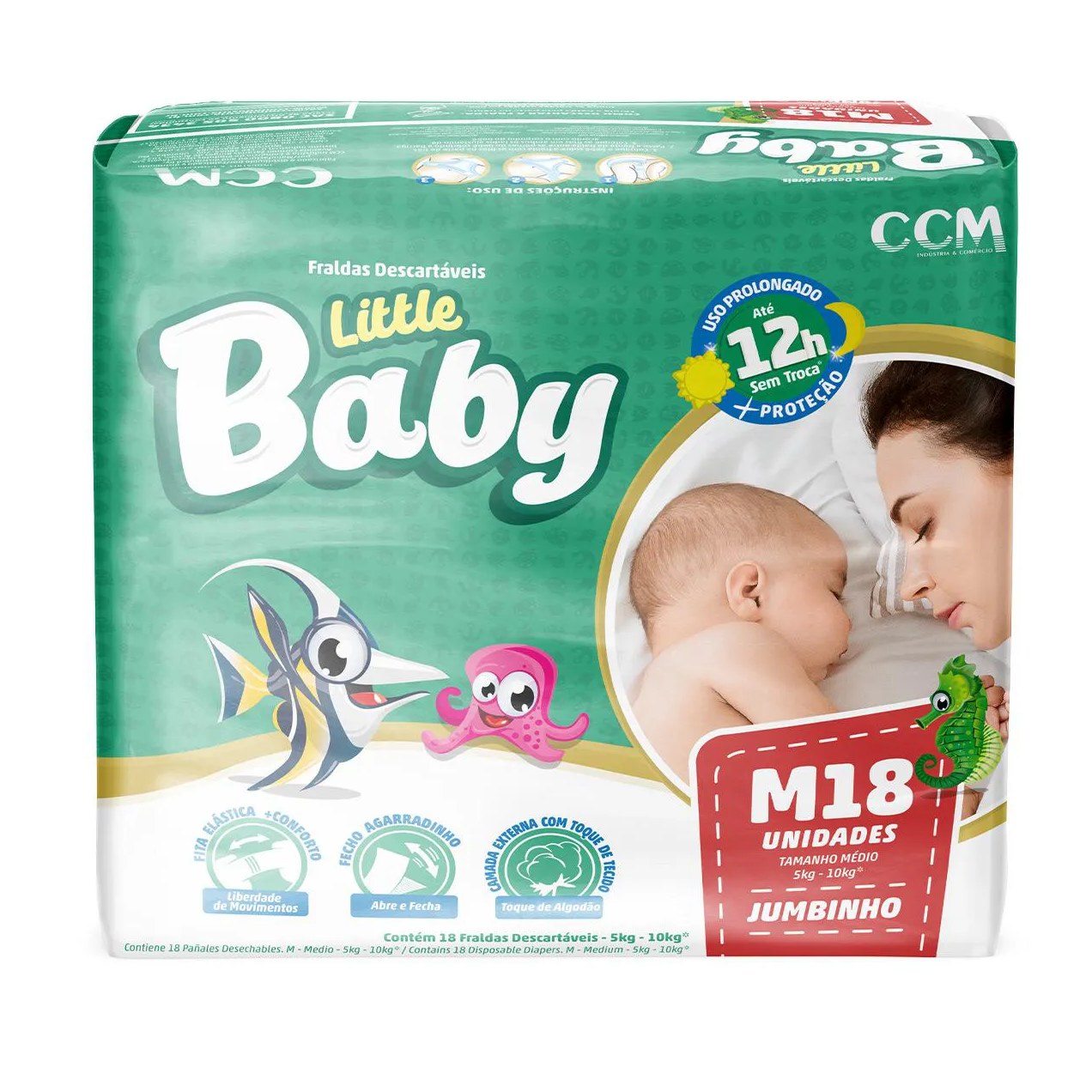 Fralda Descartável Little Baby Jumbinho M 18 unidades