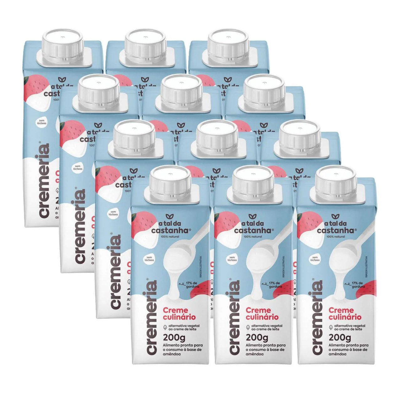 12x Creme Culinário Vegetal Cremeria a Tal da Castanha 200ml Amêndoa
