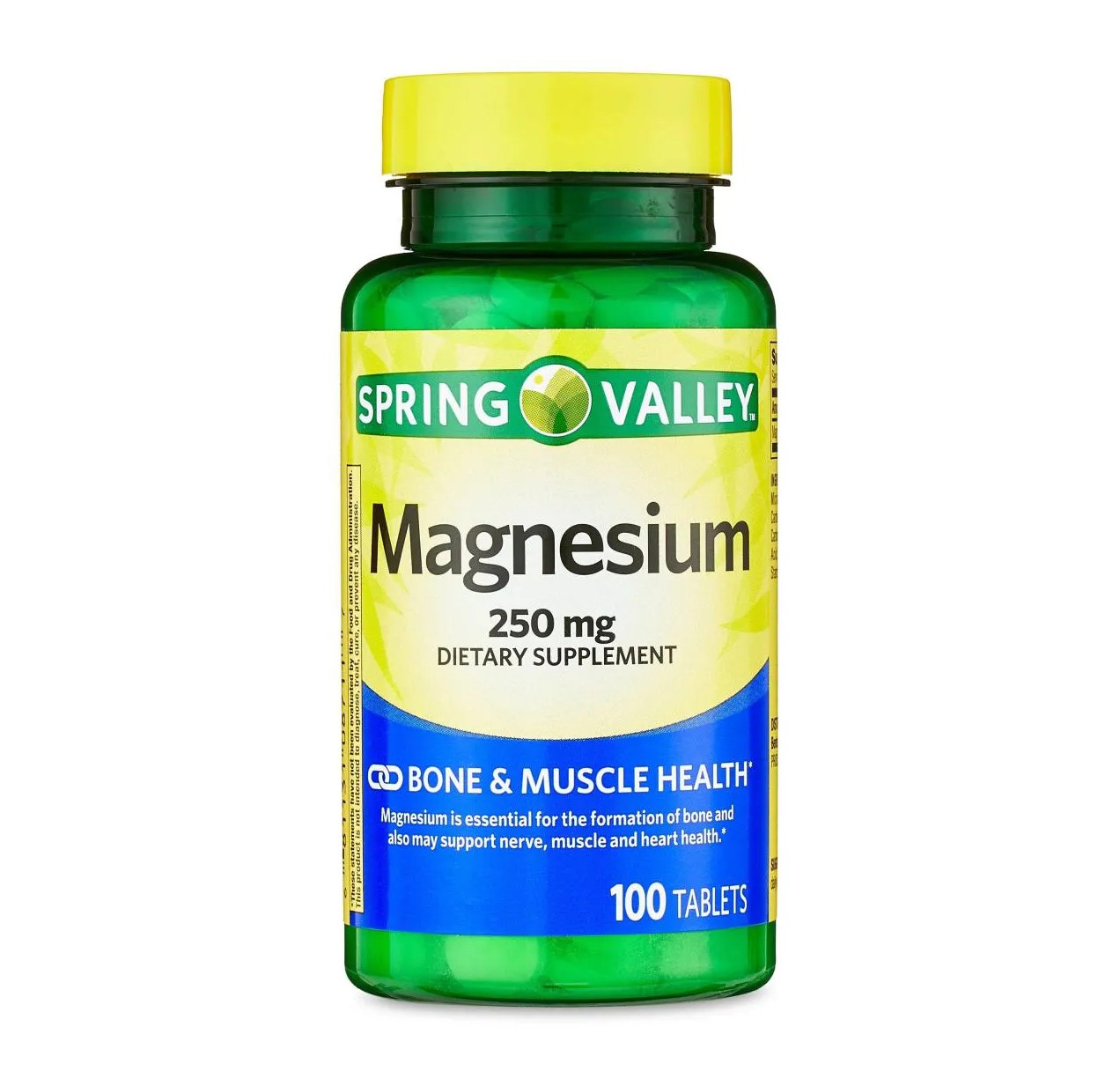 Magnésio Suplemento, 250 Mg, 100 comprimidos - Spring Valley