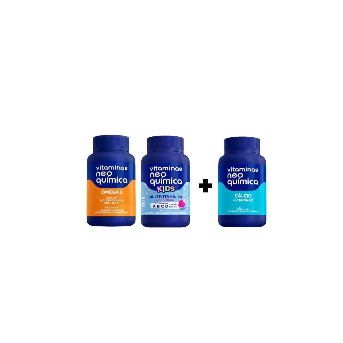 Kit Ômega + Kids Morango + Cálcio - Neo Química