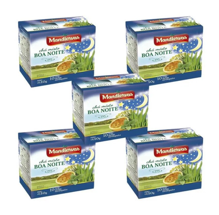 Kit 5 Caixinhas de Chá Boa Noite 10 Sachês - Mandiervas
