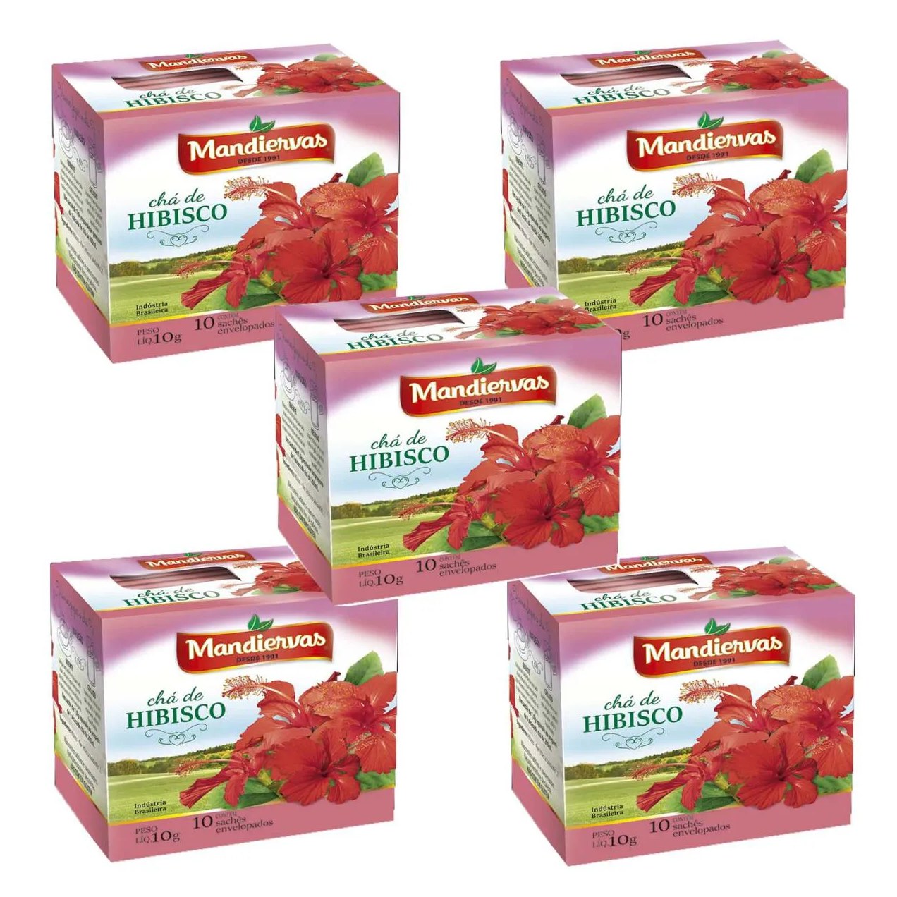 Kit 5 Caixinhas de Chá Hibisco 10 Sachês