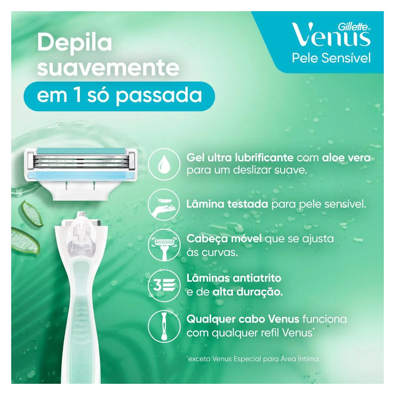 Carga para Aparelho de Depilar Gillette Venus Pele Sensível 4 unidades