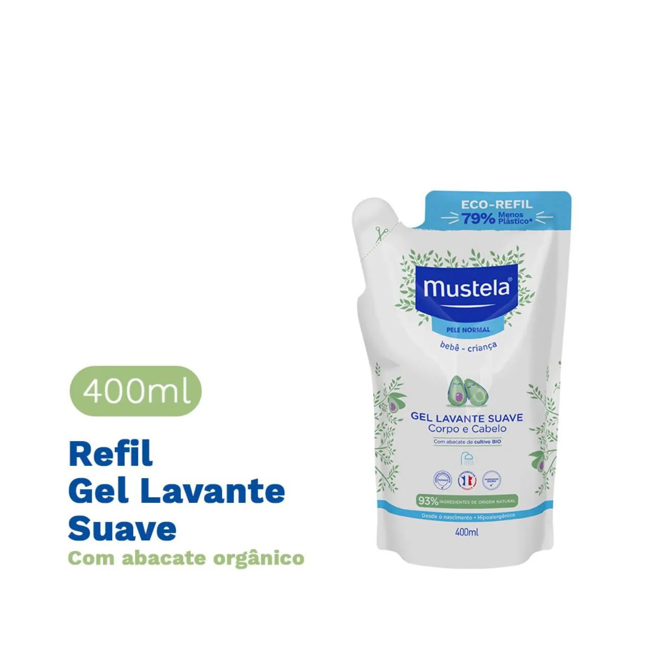 Refil Gel Lavante Suave Mustela Pele Normal 400ml