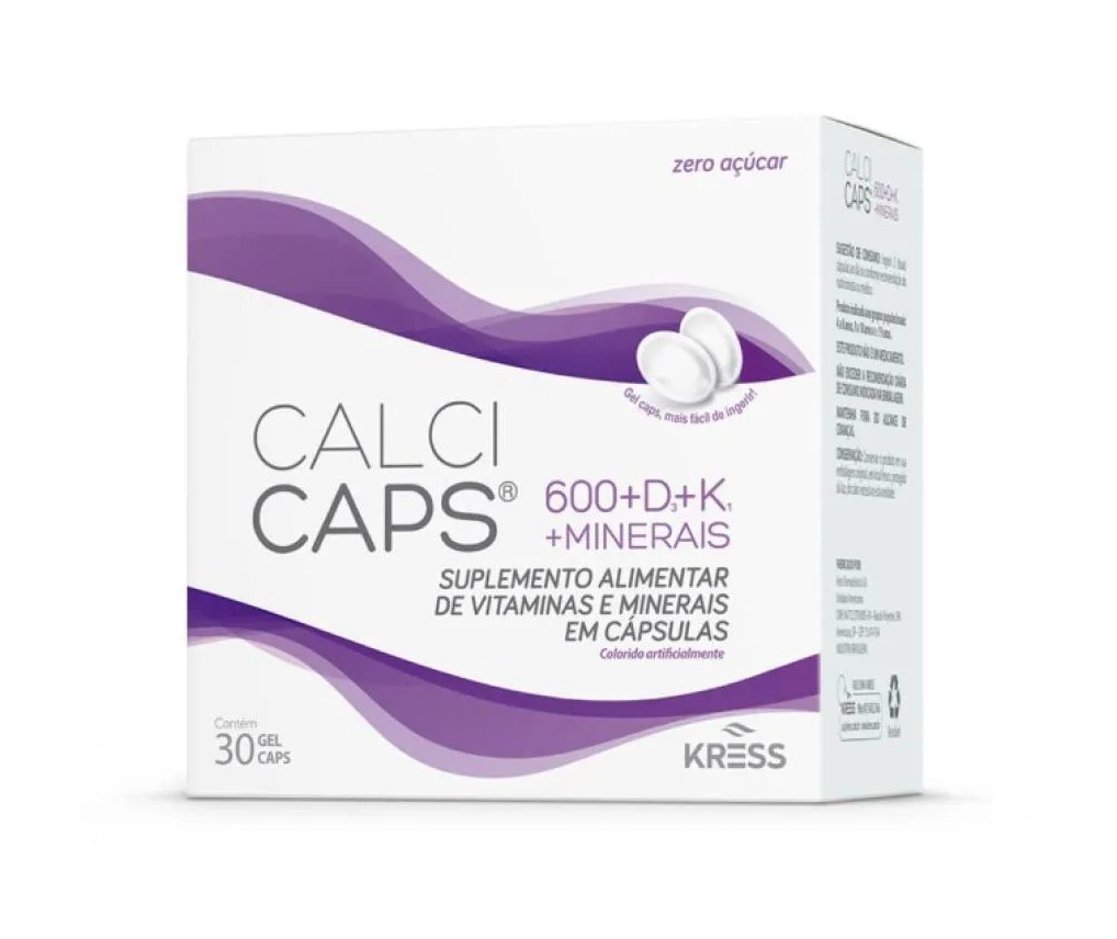 Calci Caps 600 + D + K + Minerais Kress 60Cps