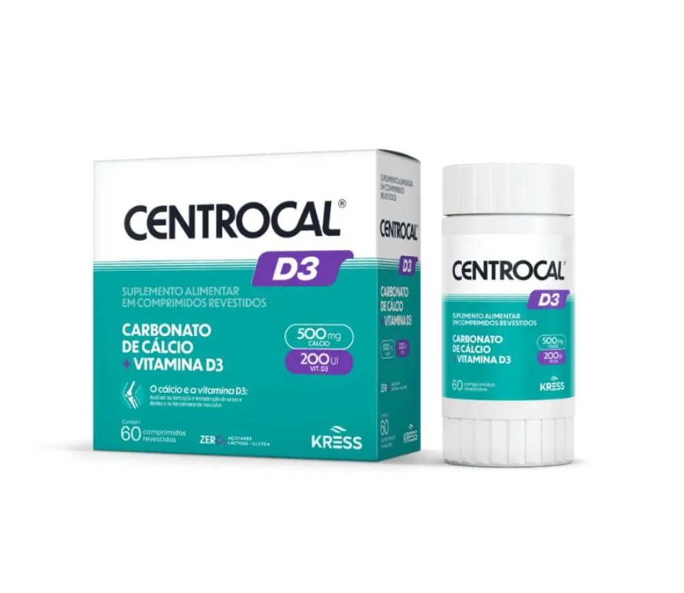 Centrocal D3 Suplemento Alimentar Cálcio + Vitamina D3 Kress 60Cpr