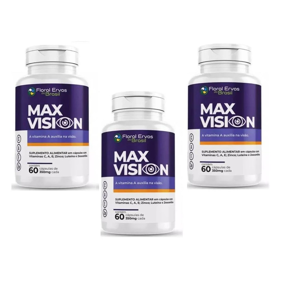 KIT COM 3 MAX VISION LUTEINA E ZEAXANTINA 350MG 60 CáPSULAS - FLORAL ERVAS