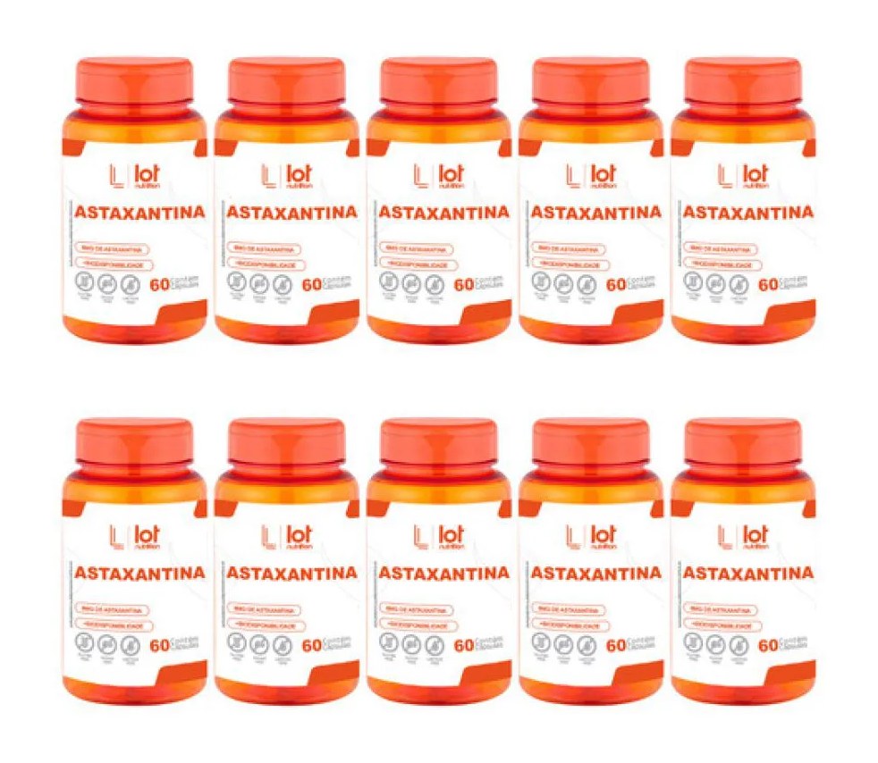 Kit 10un Astaxantina 6mg 60 cápsulas Antioxidante Premium S sem Sabor