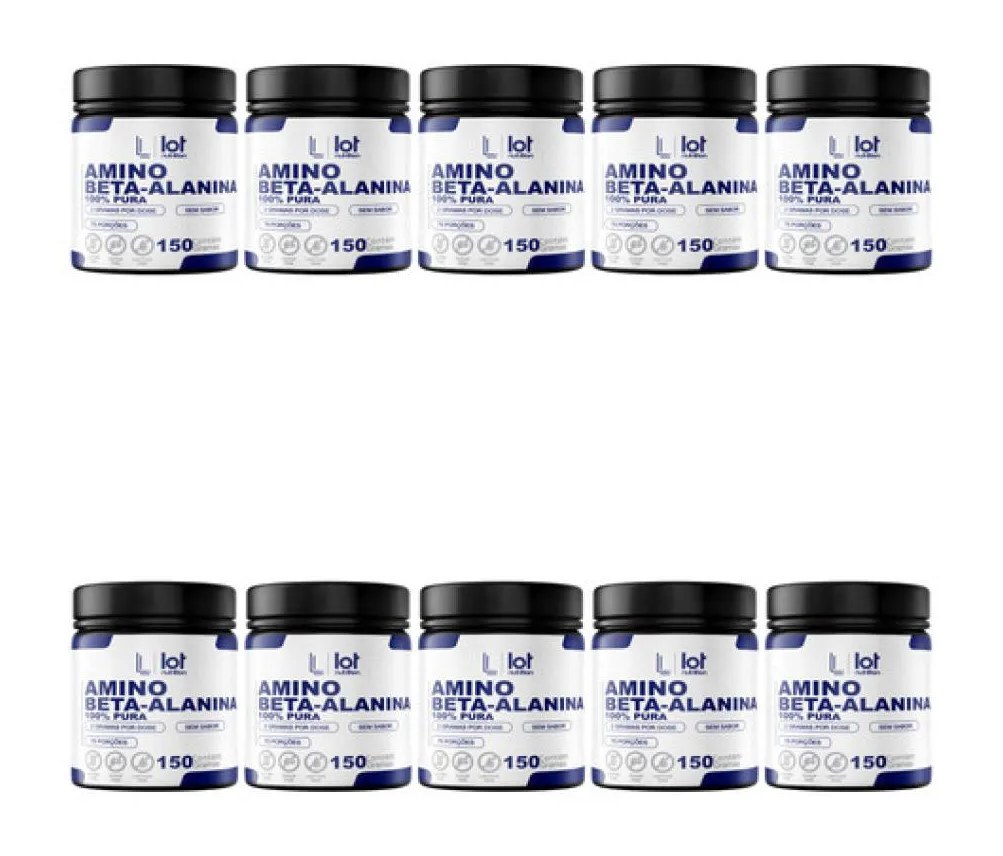 Kit 10un Beta Alanina 150g sem Sabor