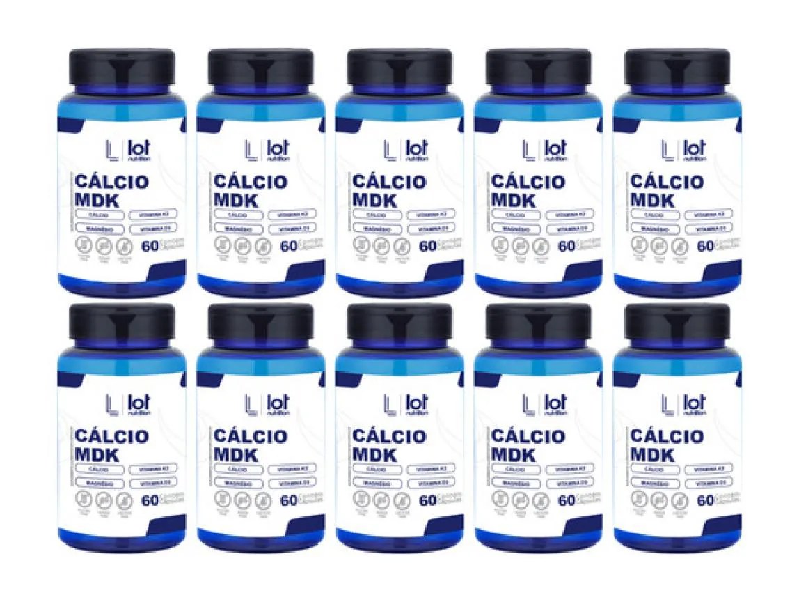 Kit 10un Cálcio Mdk Power 60 cápsulas Completa com Vitamina sem Sabor