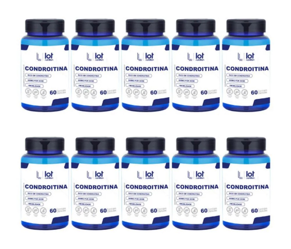 Kit 10un Condroitina 600mg 60 cápsulas sem Sabor
